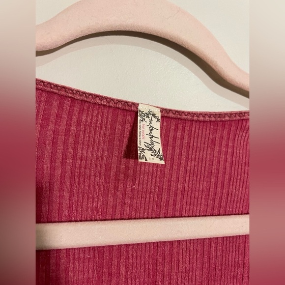 Free People Maroon Ribbed 3/4 Sleeves Bodysuit - Picture 4 of 5